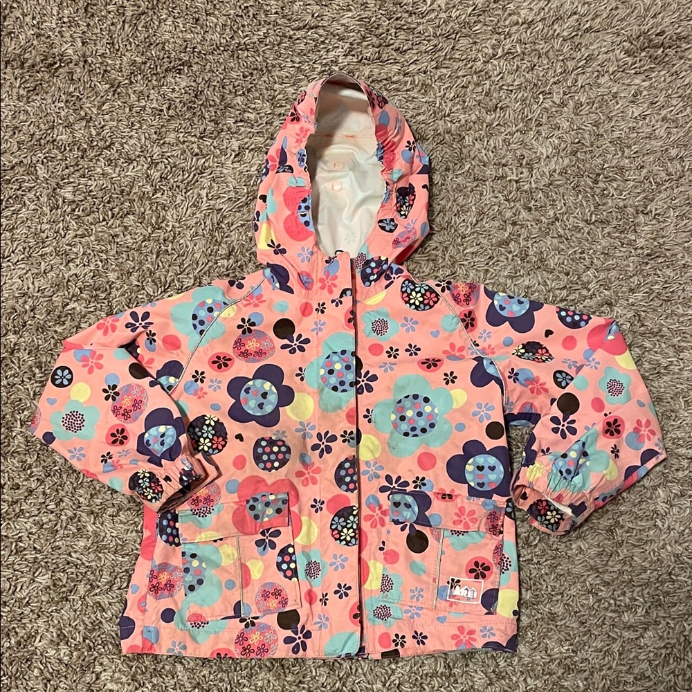 REI Toddler Girl Floral Rain Jacket